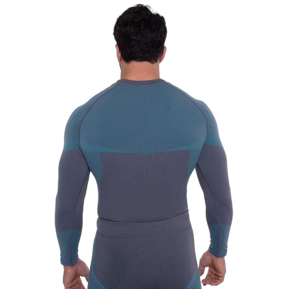 GymBeam OG1 Seamless Long Sleeve Herren Slim-Fit-T-Shirt Grey/Blue