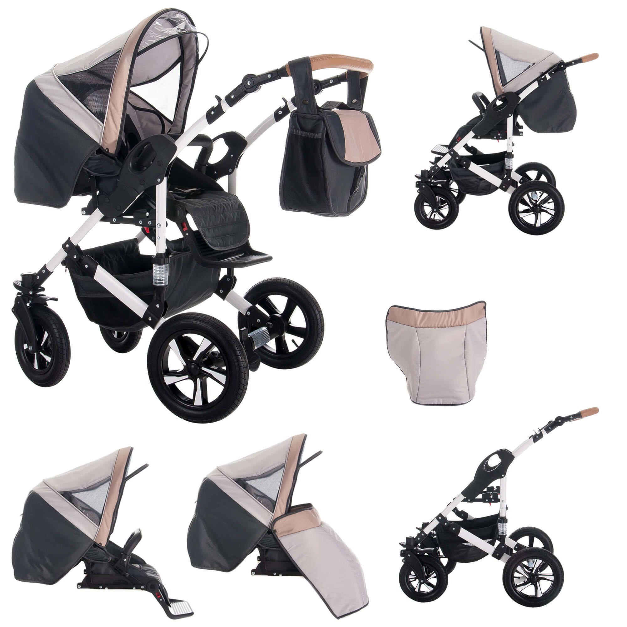 Bebebi myVARIO 3 in 1 Kinderwagen Set Luftreifen, myHoney