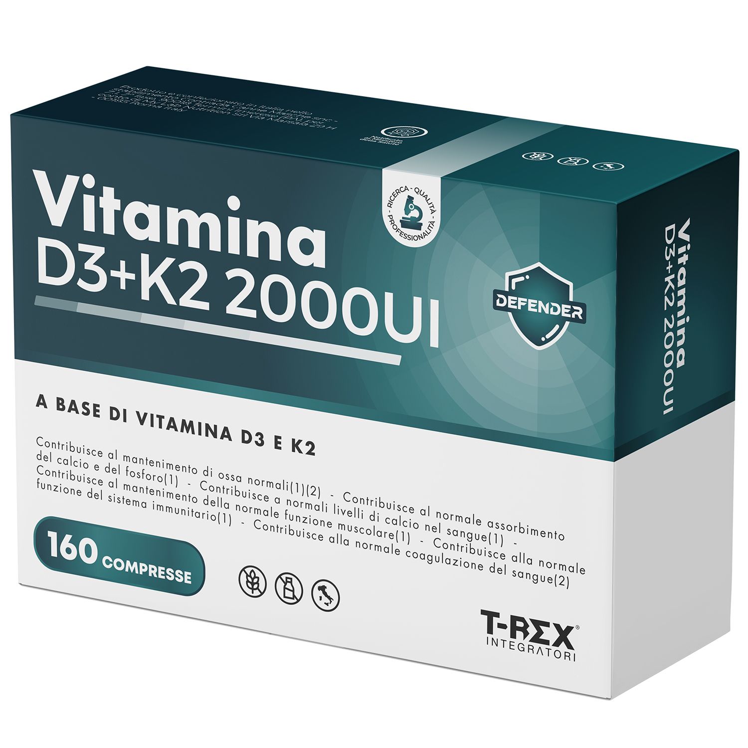 T-Rex Integratori Vitamina D3 + Vitamina K2 160 compresse