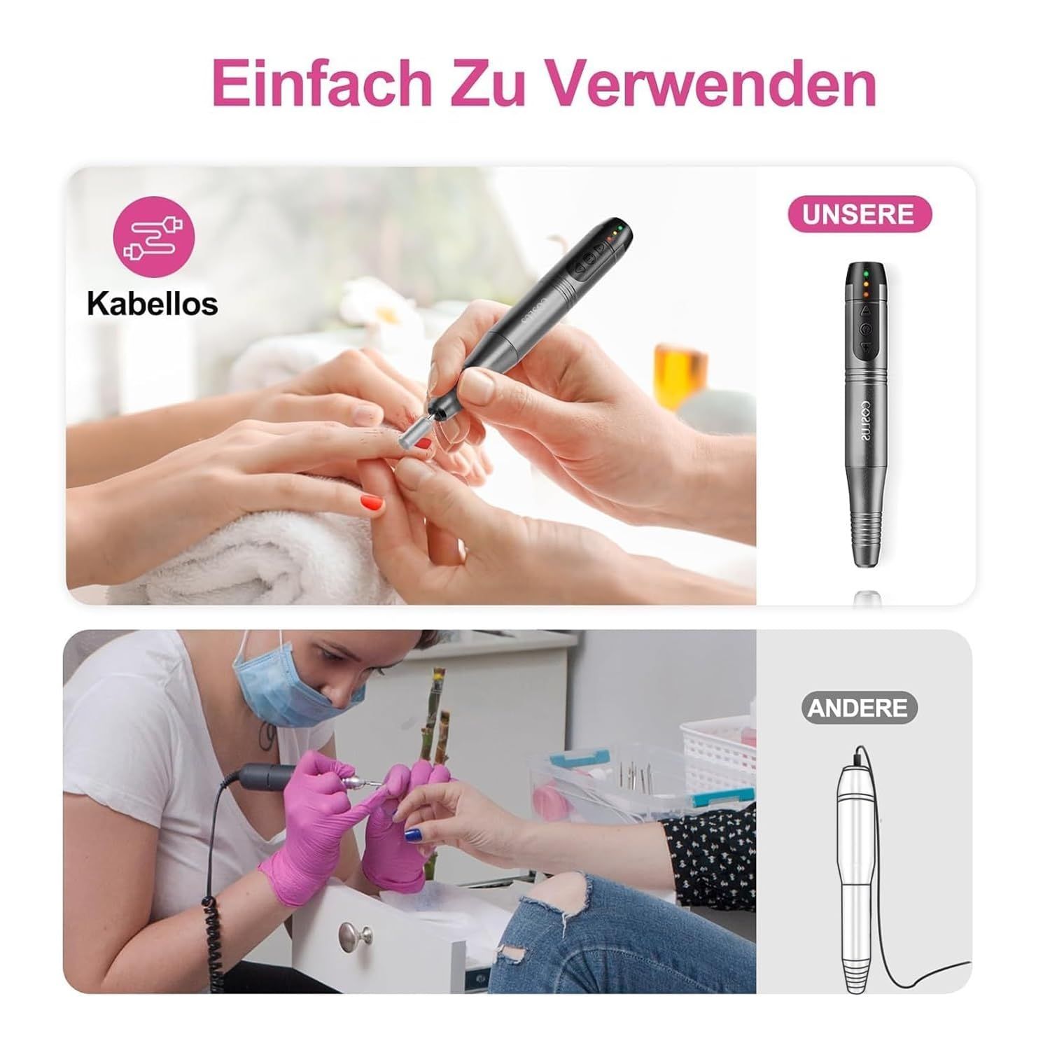 COSLUS  11 in 1 Profi Maniküre und Pediküreset grau