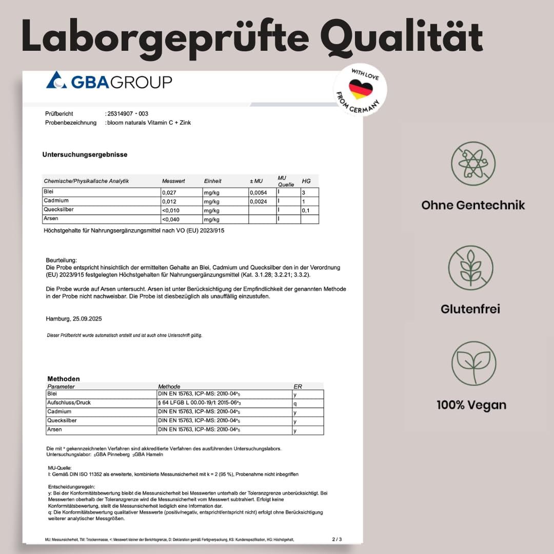 Bloom Naturals Vitamin C Zink Tabletten