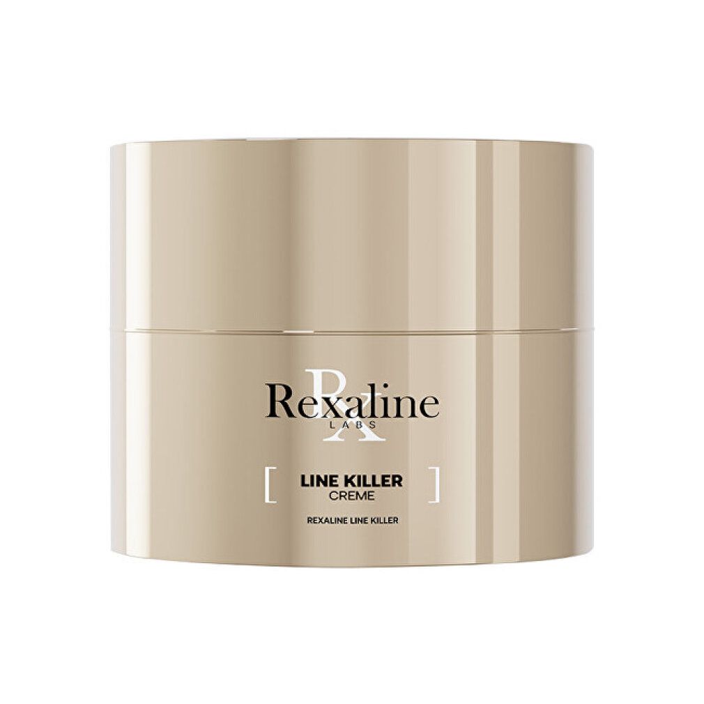 Rexaline Labs Line Killer Creme in einem hellbeigen Tiegel.