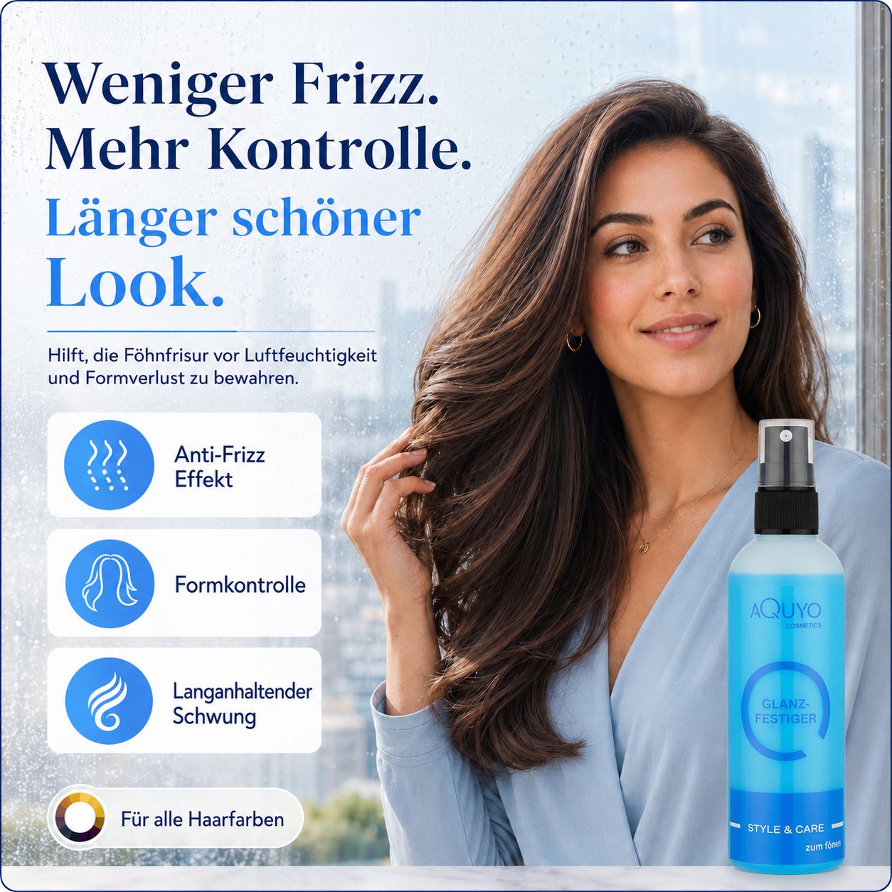 Style & Care Glanzspray fürs Föhnen | Haarspray zum Gestalten und Frisieren der Haare