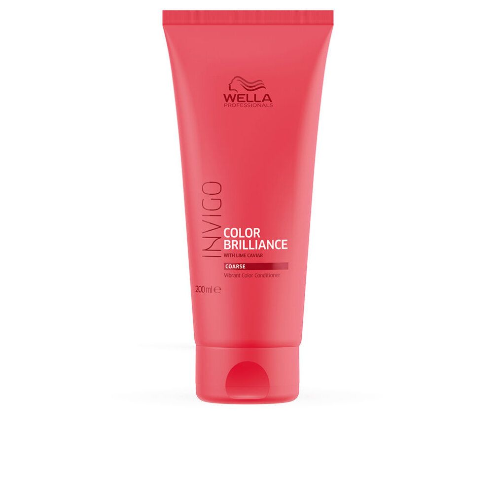 Rote Tube mit Produkt. Schriftzug: Invigo Color Brilliance Coarse. Marke: Wella. 200ml.