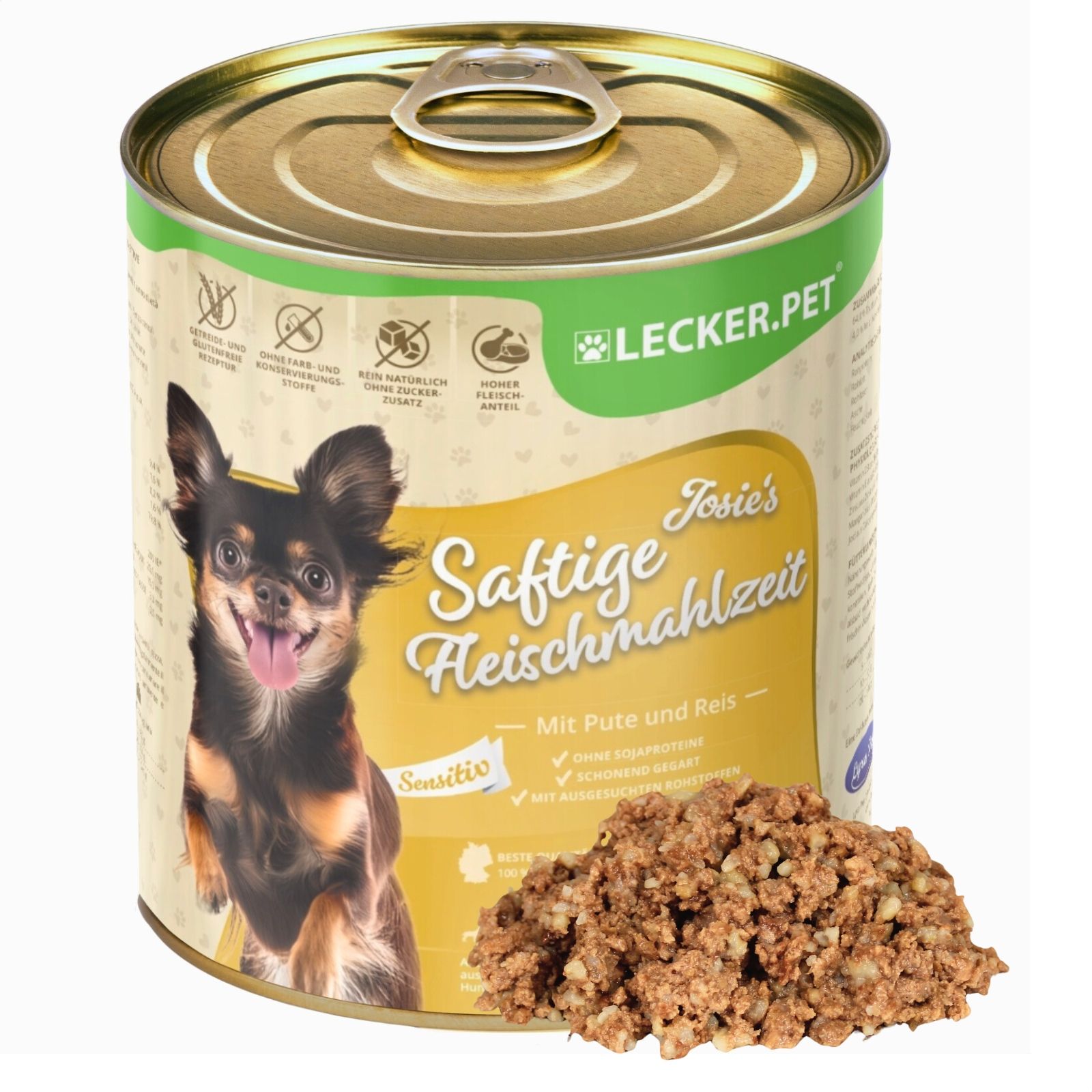 Lecker.Pet® Josie's Saftige Fleischmahlzeit Sensitiv mit Pute & Reis Hundefutter Nassfutter 14,4 kg Nicht relevant