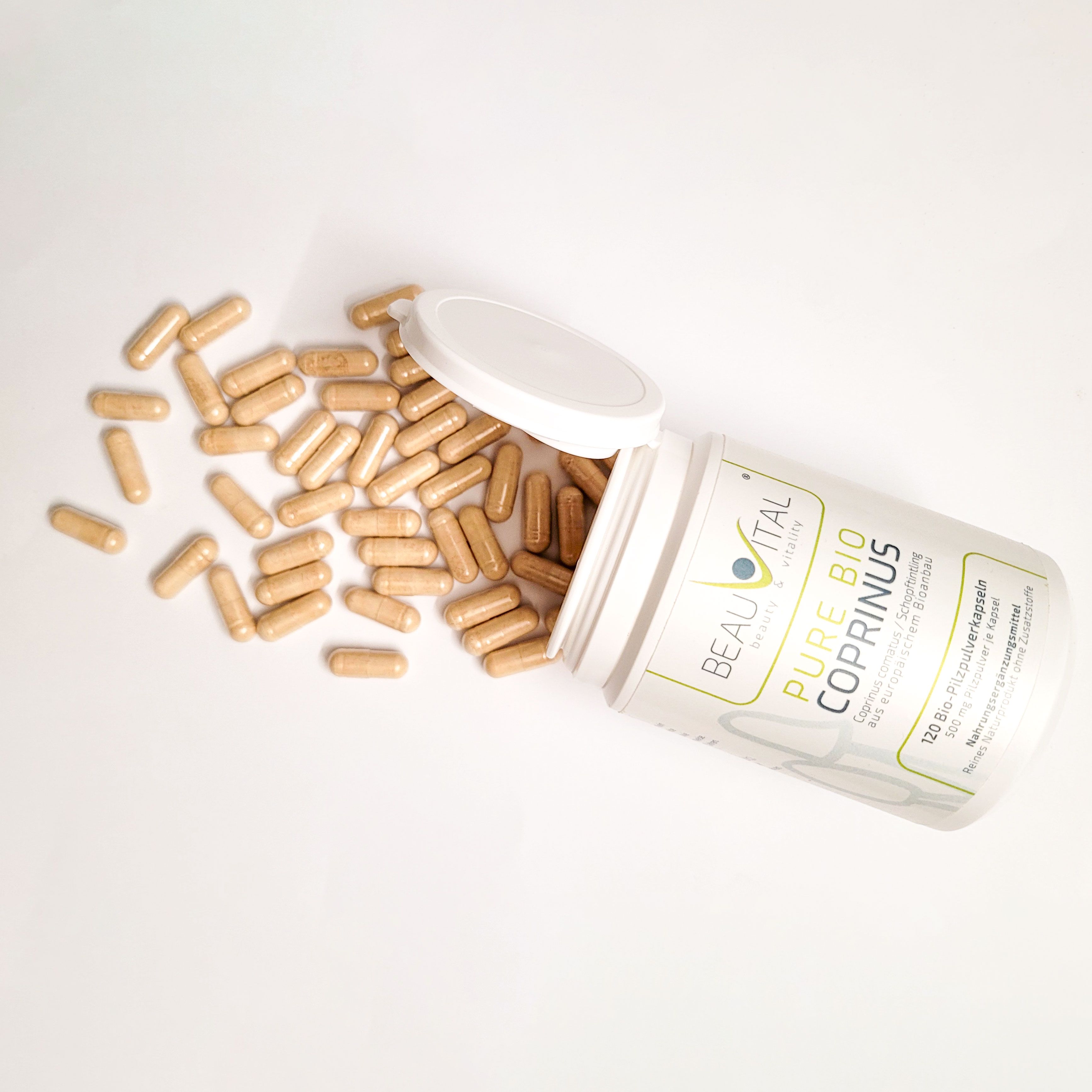 BEAUVITAL® Pure Bio Schopftintling Kapseln, (Coprinus comatus) aus EU-Anbau