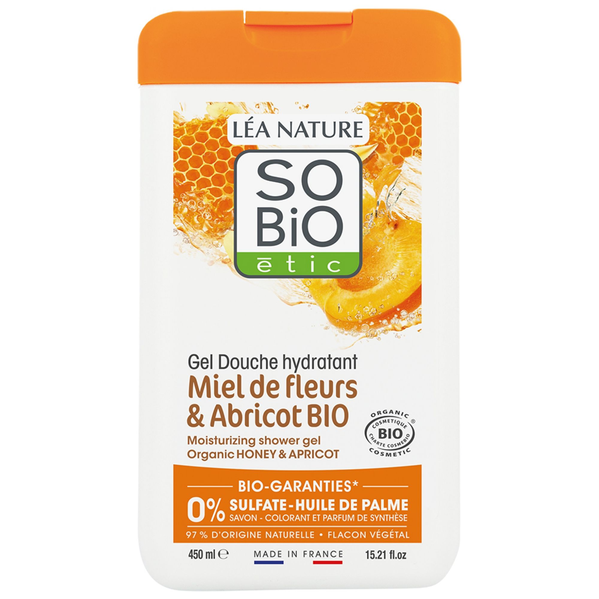 Léa Nature SO BIO étic Feuchtigkeitsspendendes Duschgel mit Blütenhonig und Bio-Aprikose 16,5x9x3,8 cm