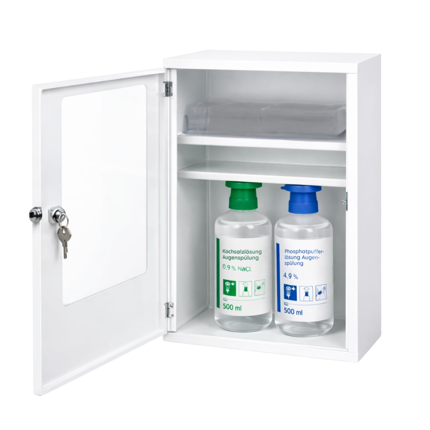 FAP First Aid Products Augenspülschrank + 2 x Augendusche je 500 ml - NaCl & Phosphat