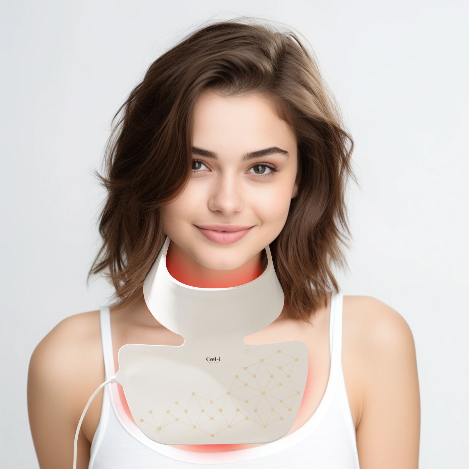 COOL-i LED Halsmaske,660 nm Rotlicht,850 nm Infrarot & 4 farbige LED für kosmetische Hals