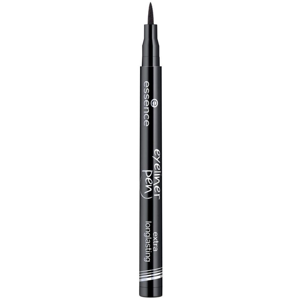 Schwarzer Eyeliner-Stift mit feiner Spitze. Aufschrift: Essence, Eyeliner Pen, Extra Langanhaltend.