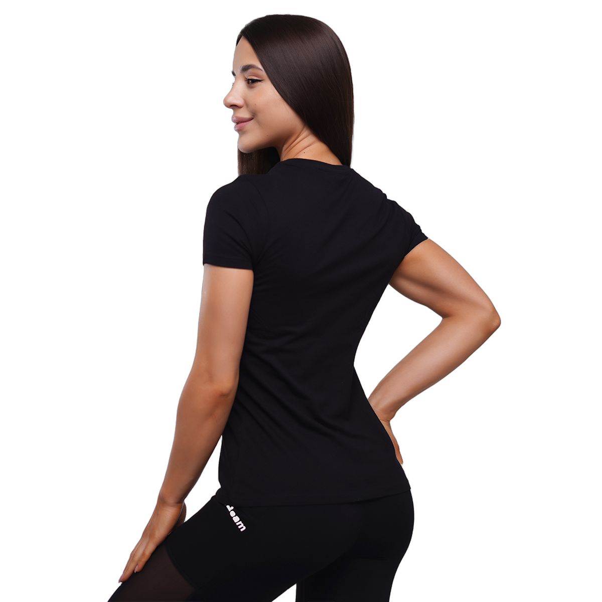 GymBeam T-Shirt Damen Slim Kurzarm mit Rundhalsausschnitt in Schwarz