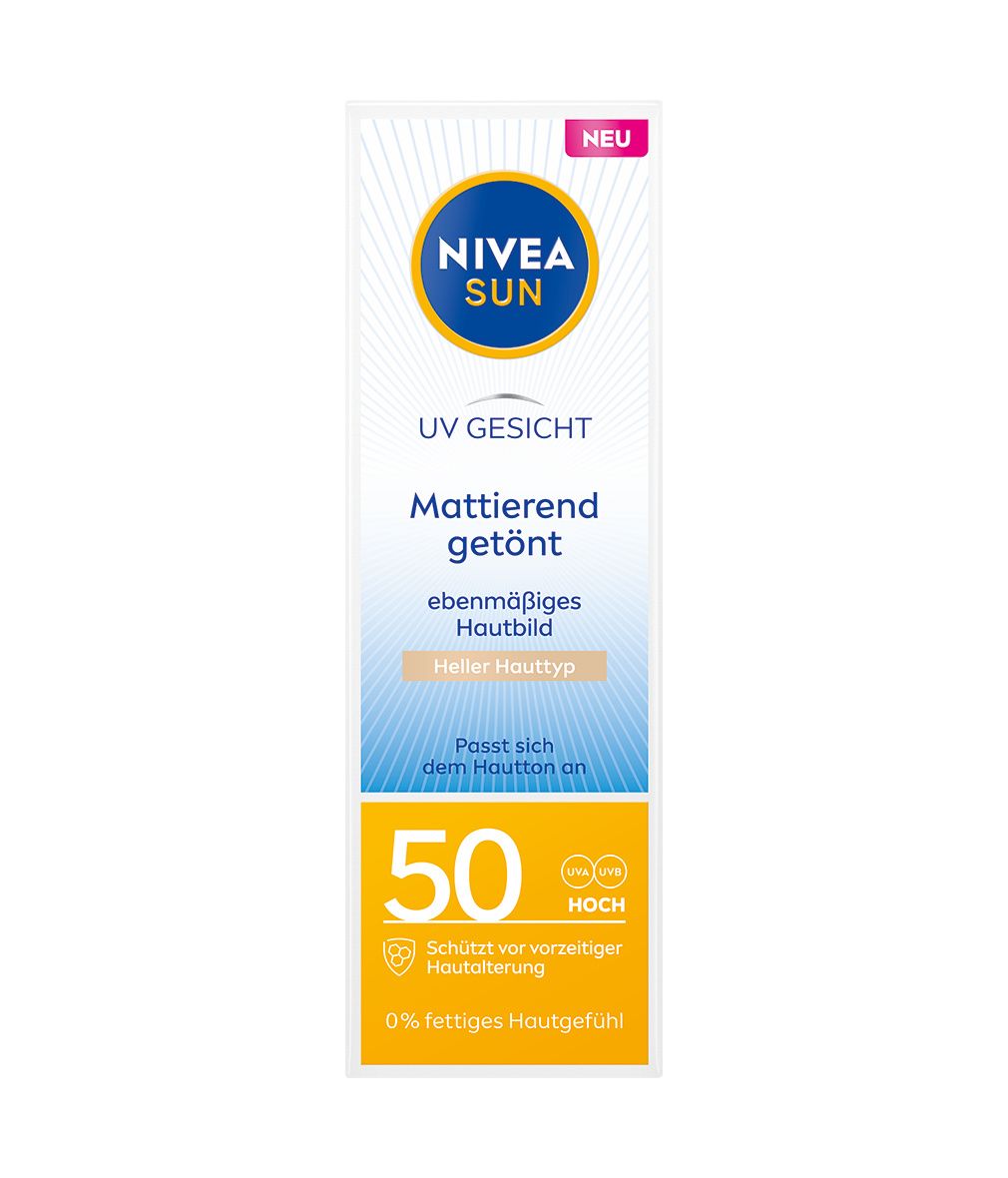 NIVEA SUN UV Gesicht Mattierend getönt LSF 50 Heller Hauttyp