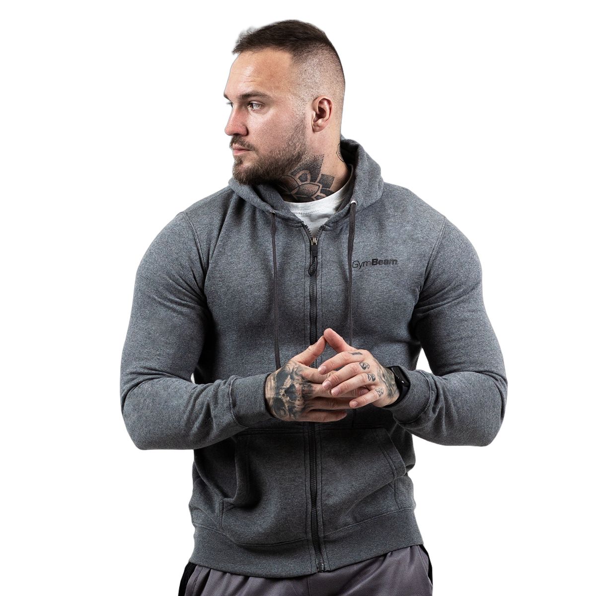 GymBeam Hoodie Herren Regular mit Reißverschluss Grey Black 1 St