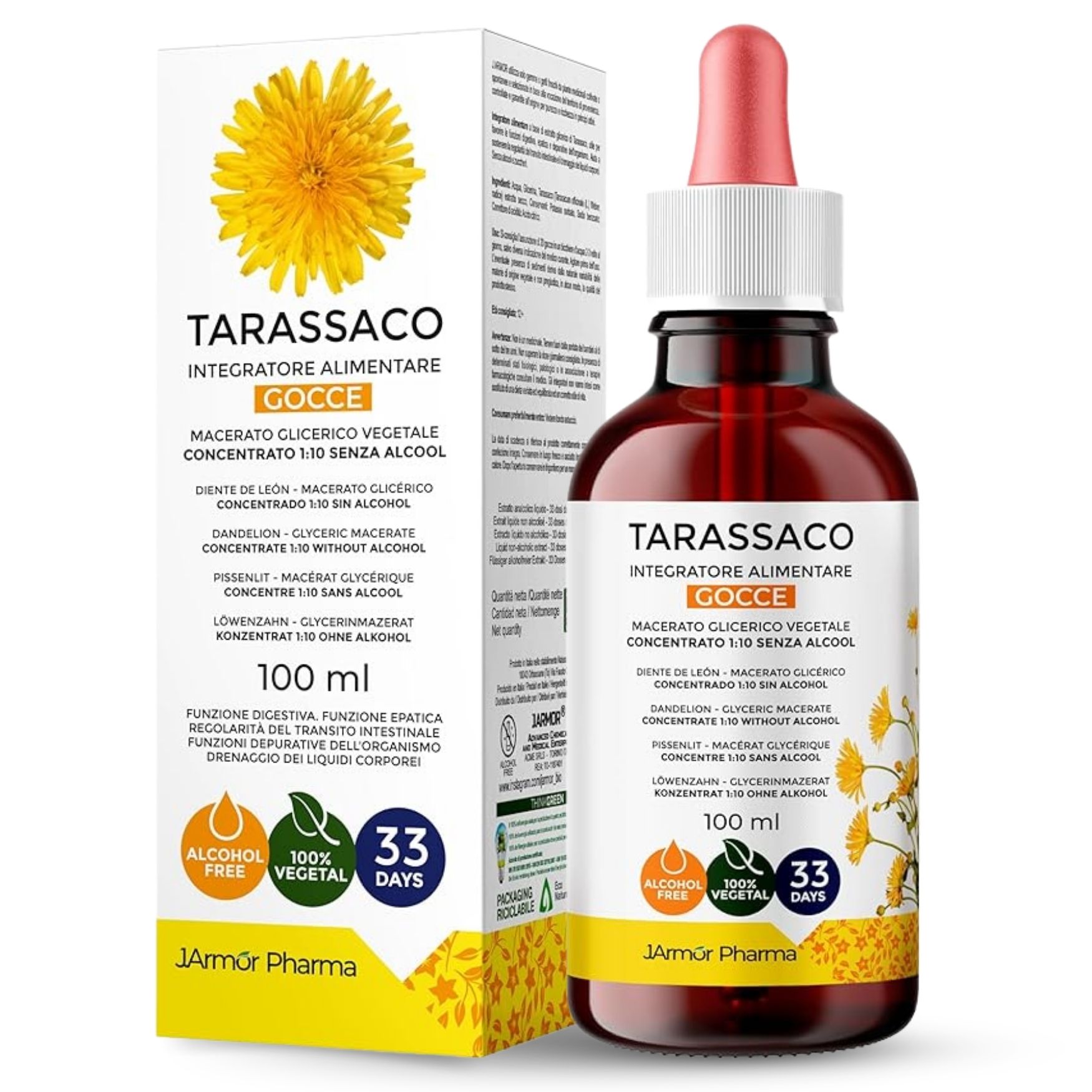 Tarassaco Drenante 100ml Gocce - Sgonfia Pancia e Gambe Detox Fegato