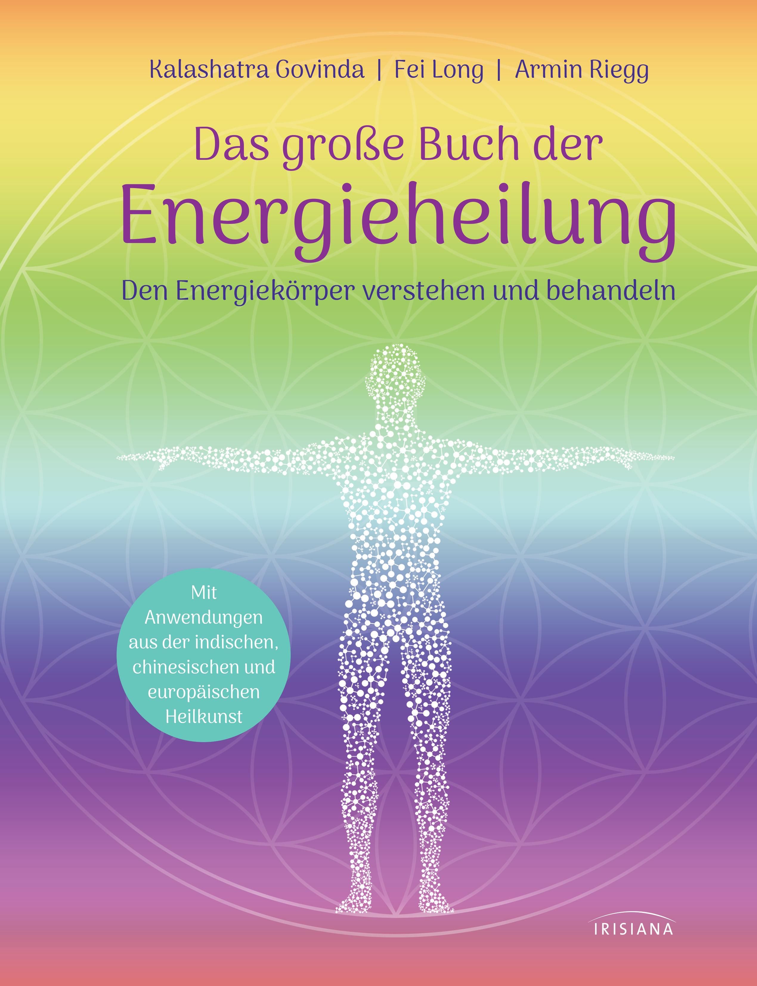 Buchcover: "Das große Buch der Energieheilung". Titel, Autoren, Abbildung eines menschlichen Körpers mit Energiepunkten.