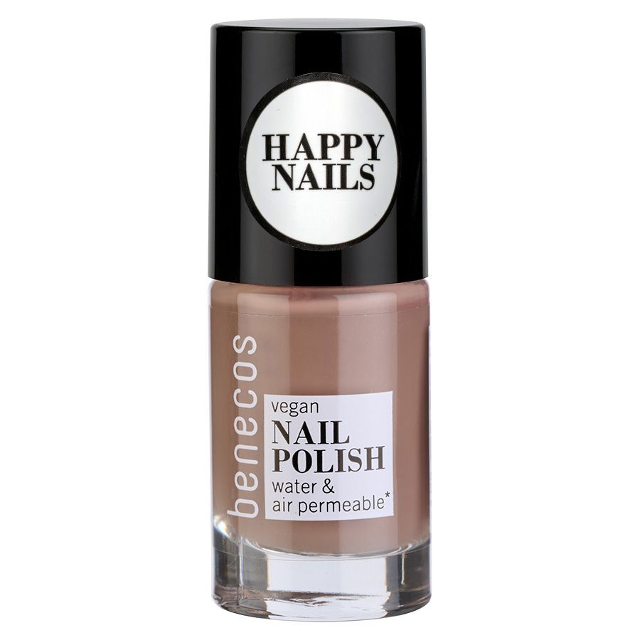 Benecos Nagellack in neutralem Braunton, vegan, wasser- und luftdurchlässig.