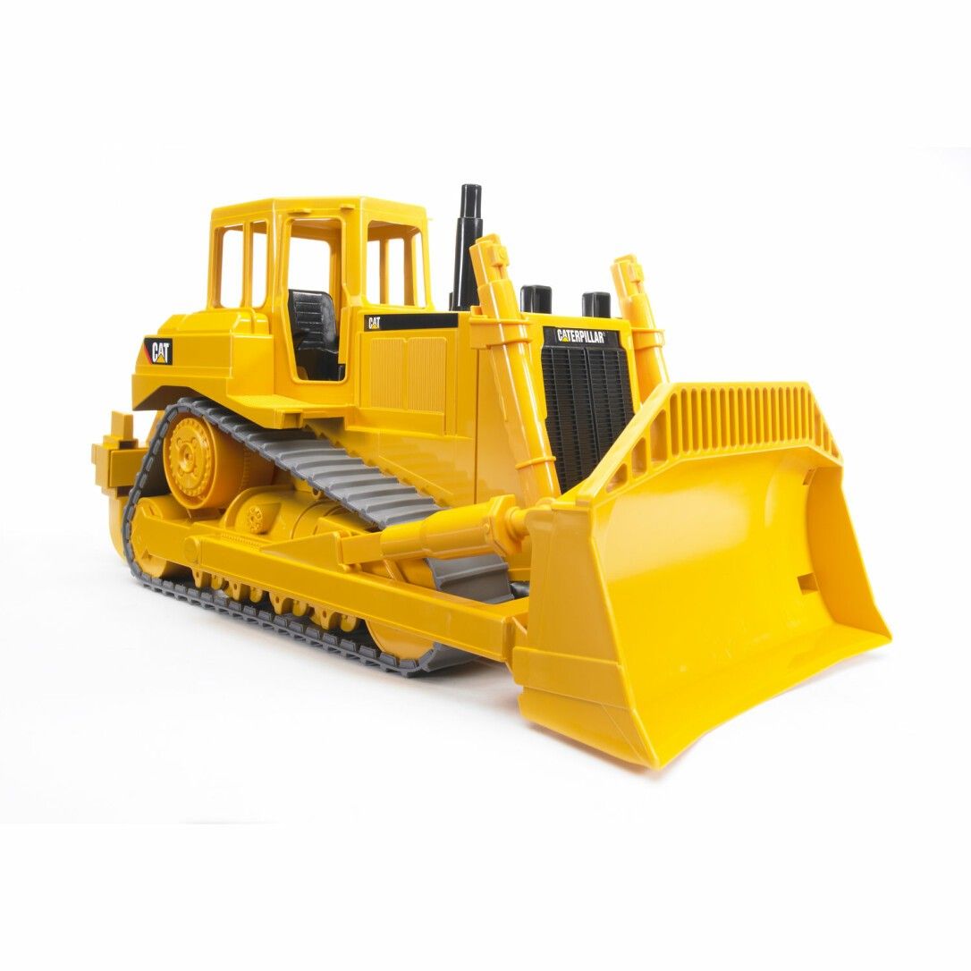 Gelber Bruder Cat® Bulldozer. Raupenfahrwerk, Schaufel, Kabine. CAT-Logo sichtbar.