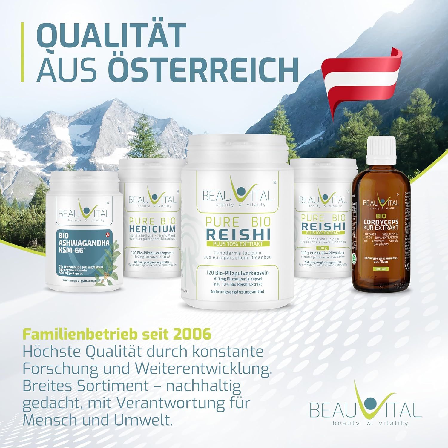 BEAUVITAL® Pure Bio Reishi Kapseln mit 10% Ganoderma lucidum Extrakt