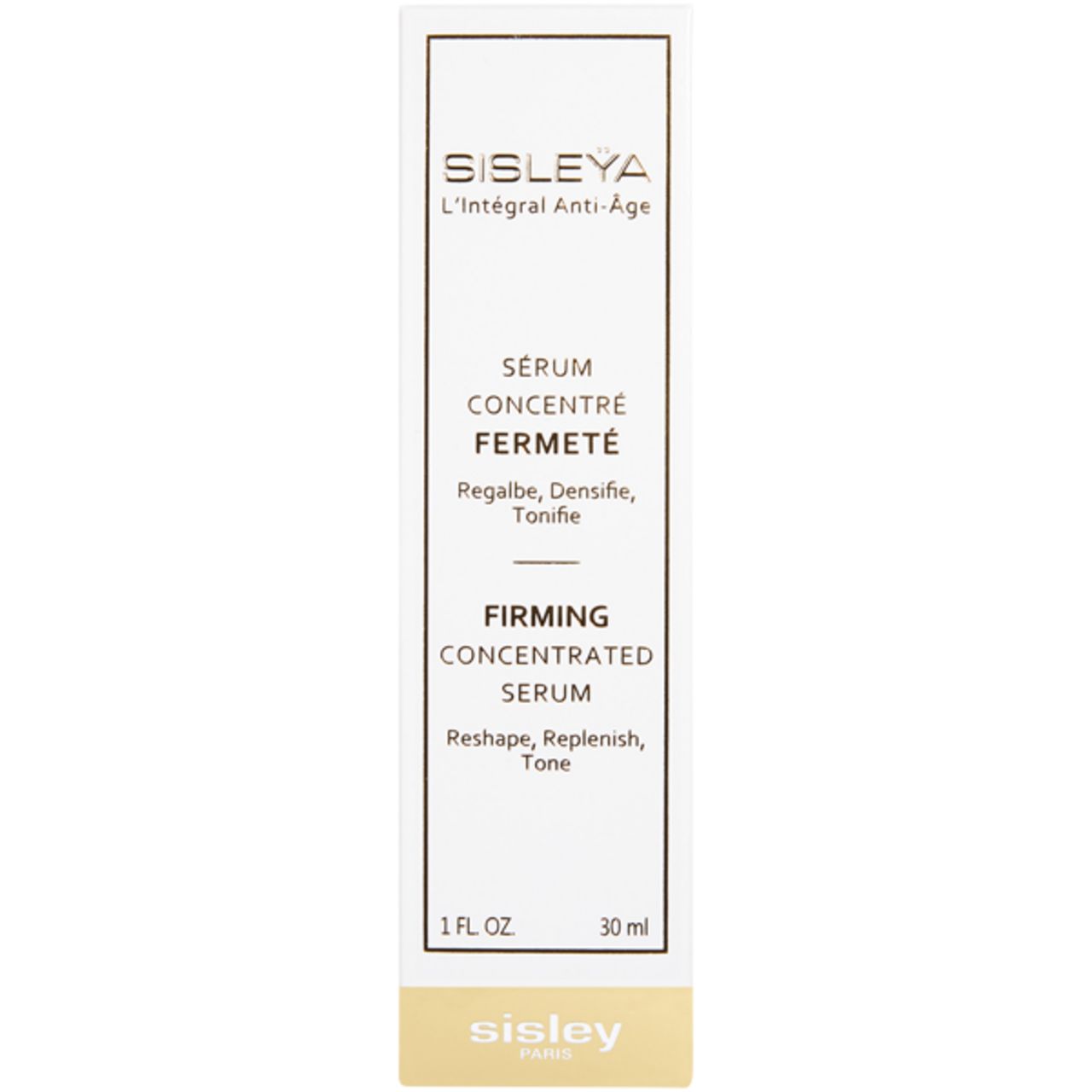 Verpackung mit Aufschrift: SISLEYA, L'Intégral Anti-Âge, Sérum Concentré Fermeté, Firming Concentrated Serum. 1 FL. OZ. 30 ml.