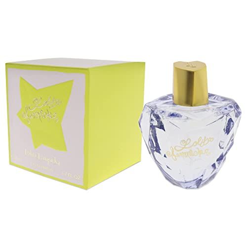 Parfümflakon mit goldfarbenem Verschluss und Karton. Auf dem Flakon steht "Lolita Lempicka". Der Karton hat eine gelbe Sternform.