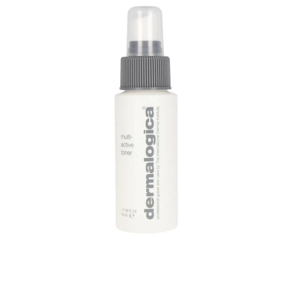 Weißer Behälter mit Sprühkopf. Aufschrift: multi-active toner, Dermalogica.