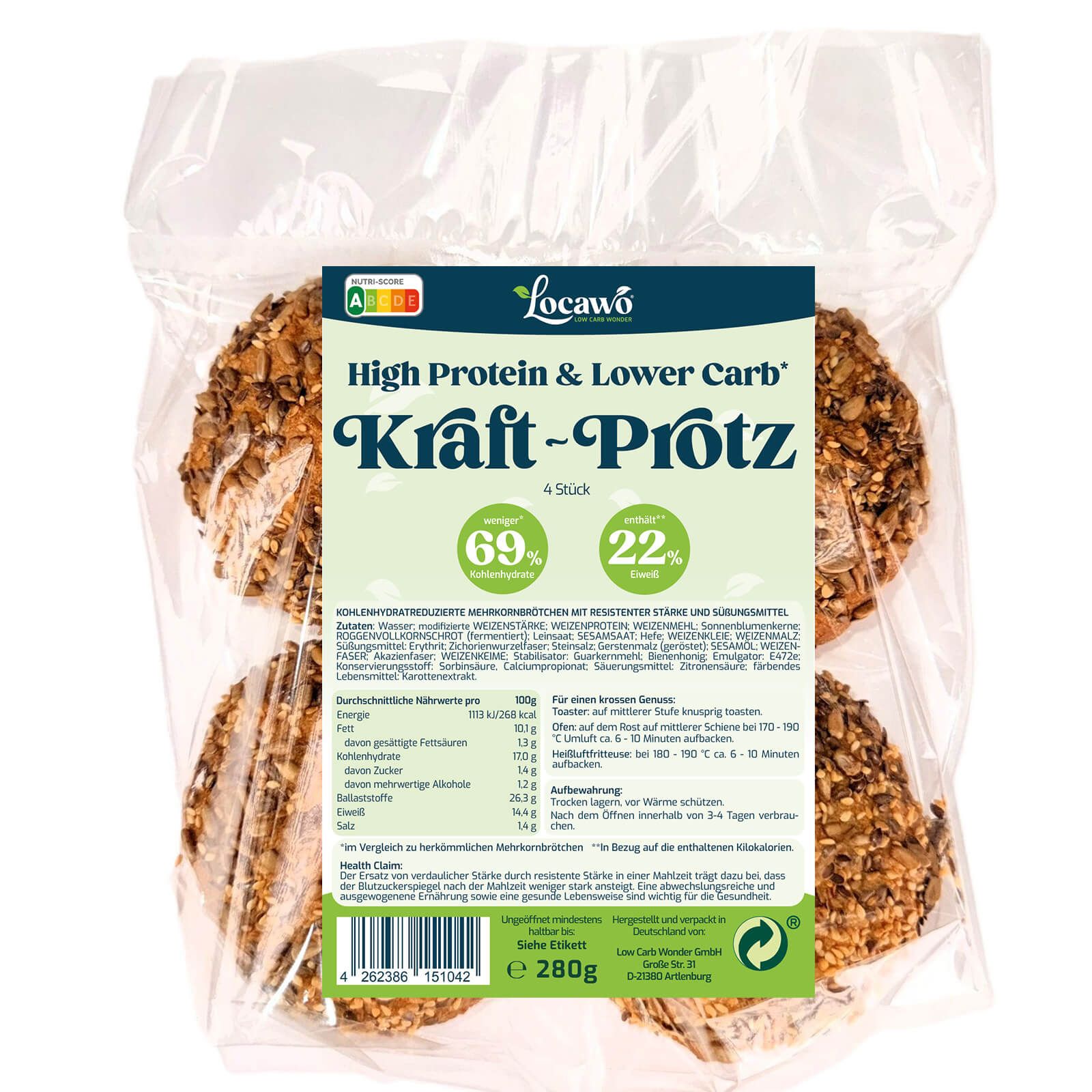 Locawo High Protein & Low Carb Kraft-Protz 280 g