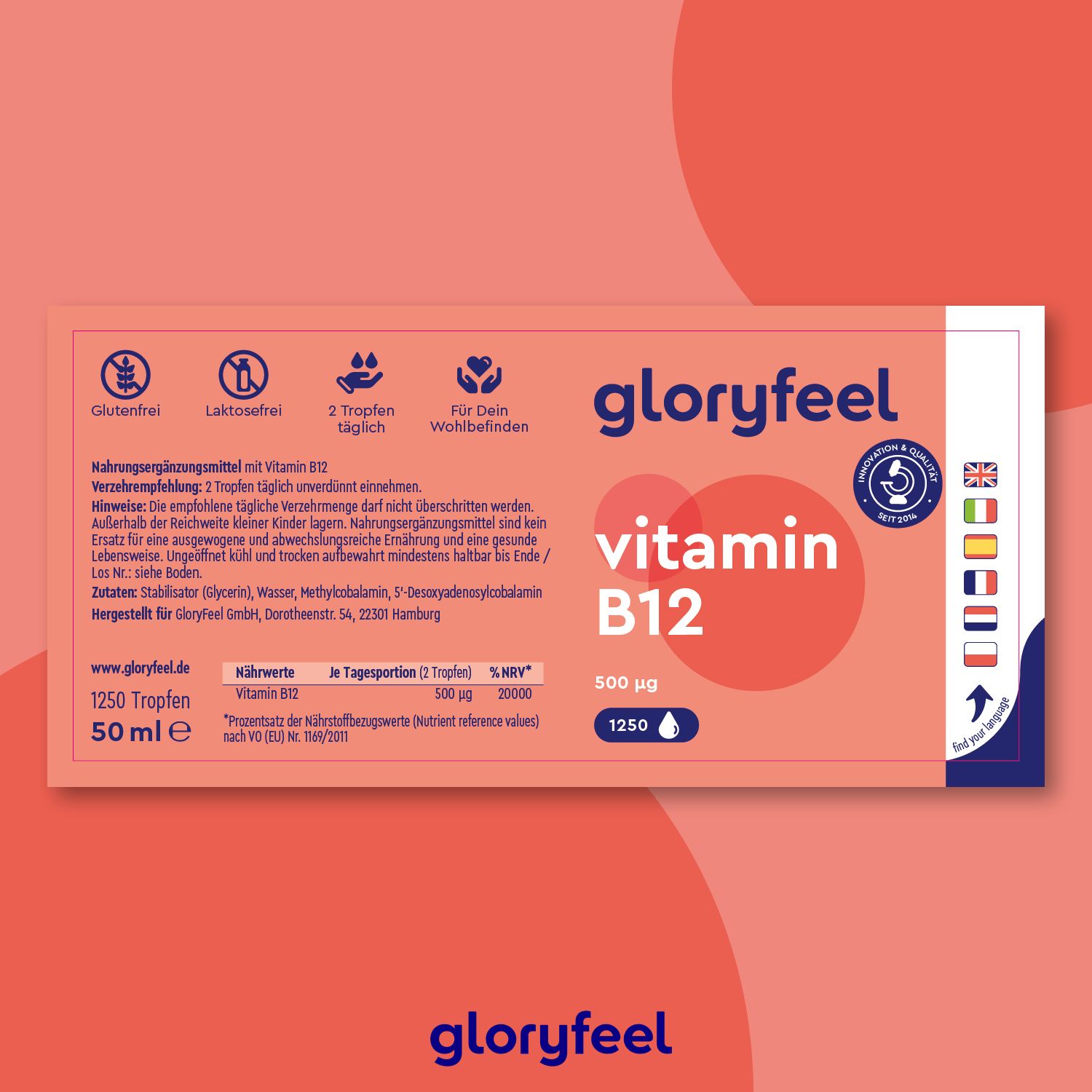 gloryfeel® Vitamin B12 Tropfen 50 ml zum Einnehmen