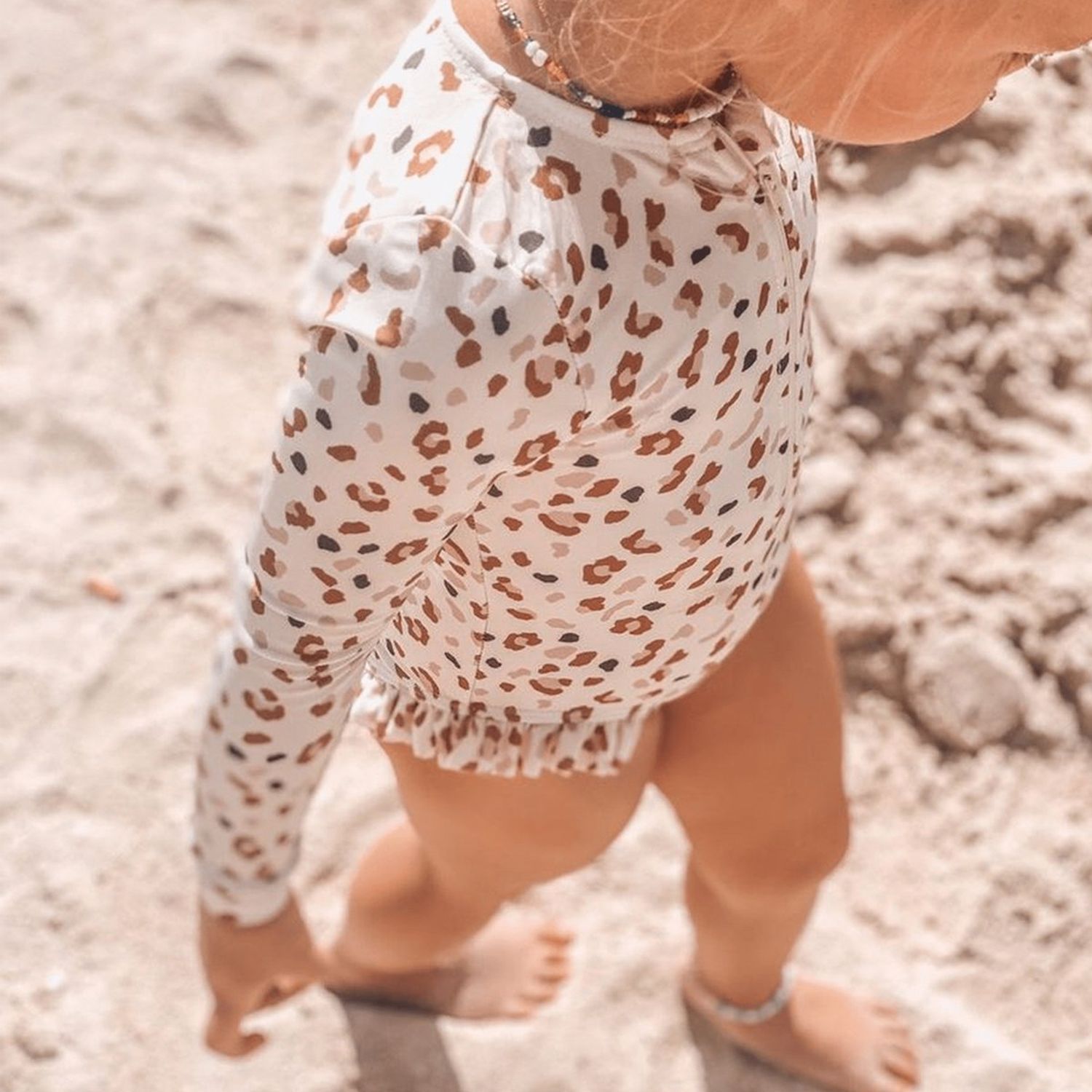 Swim Essentials LangarmUVBadeanzug für Mädchen /khaki Leoparden Muster /4