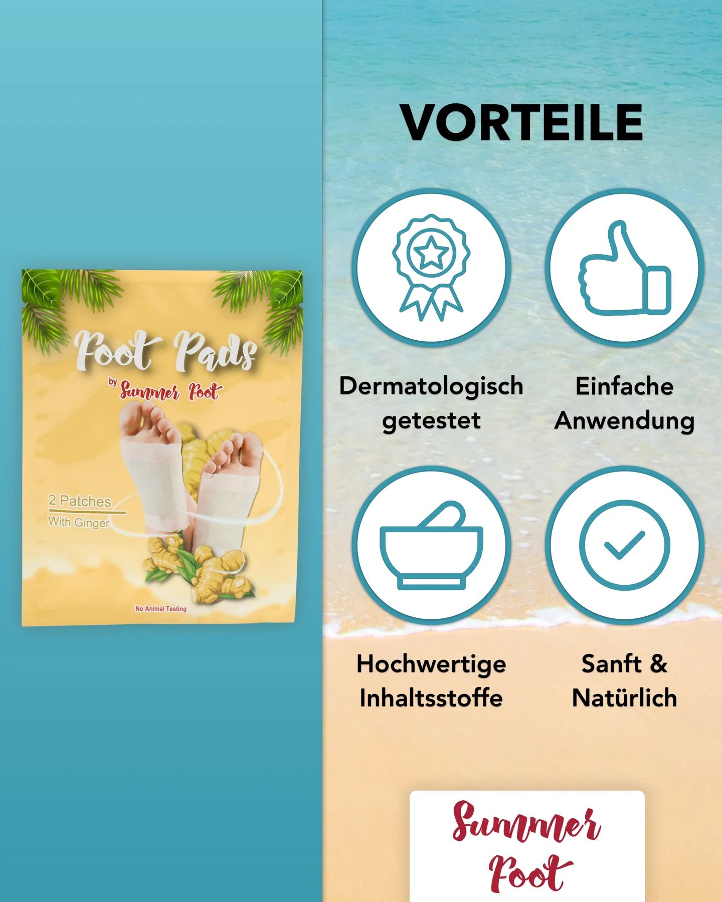 Summer Foot - Fußpads mit Ingweröl (für 10 Anwendungen)