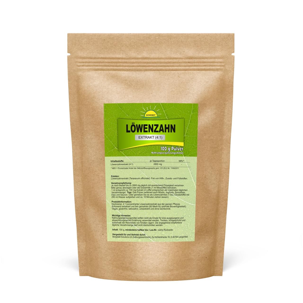 Bonemis® Löwenzahn, Extrakt (4:1), Premiumqualität ohne Zusätze 0,1 kg Pulver