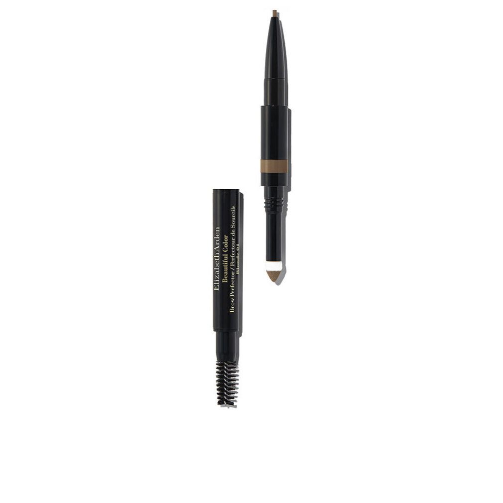Augenbrauenstift Elizabeth Arden Beautiful Color 3 in 1, Blond. Schwarzer Stift mit Bürste und Spitze. Produktname und Marke sichtbar.