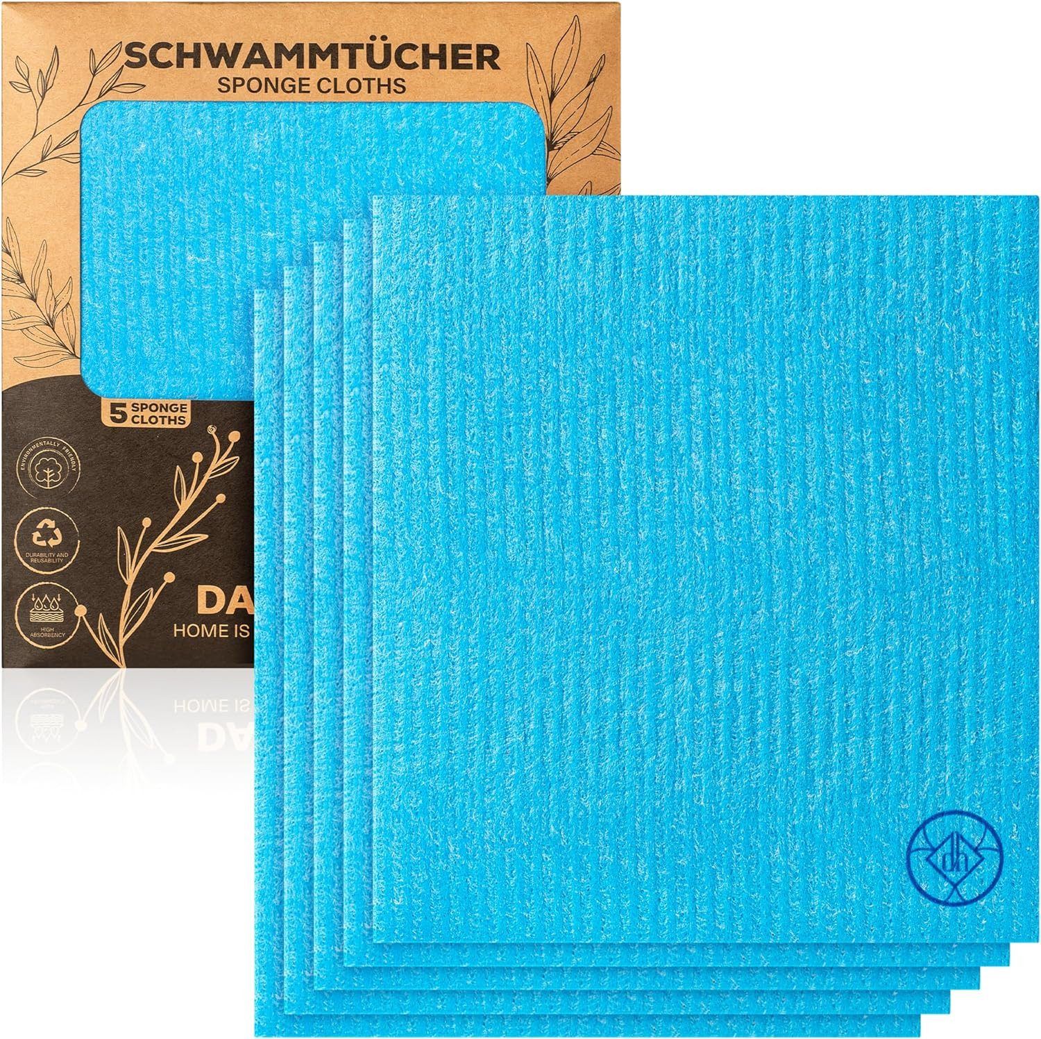 Danihome Schwammtücher Sky Blue 5 St
