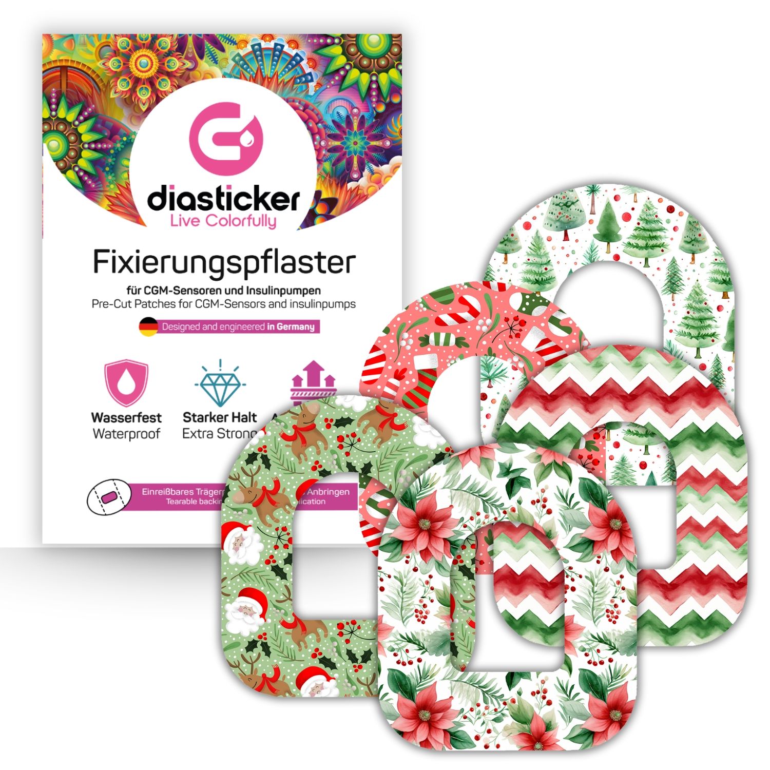 Diasticker® Omnipod Fixiertapes 'Mix-Paket Christmas' 5 St