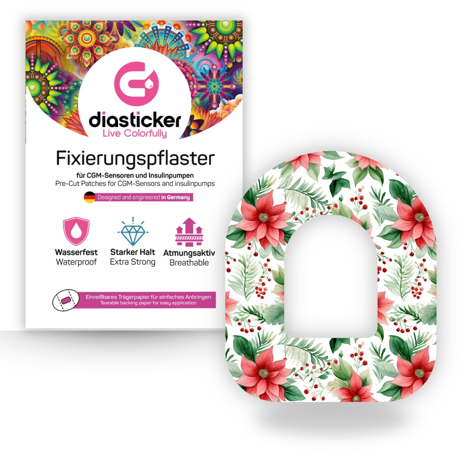Diasticker® Omnipod Fixiertapes 'Winter Blossom' 5 St