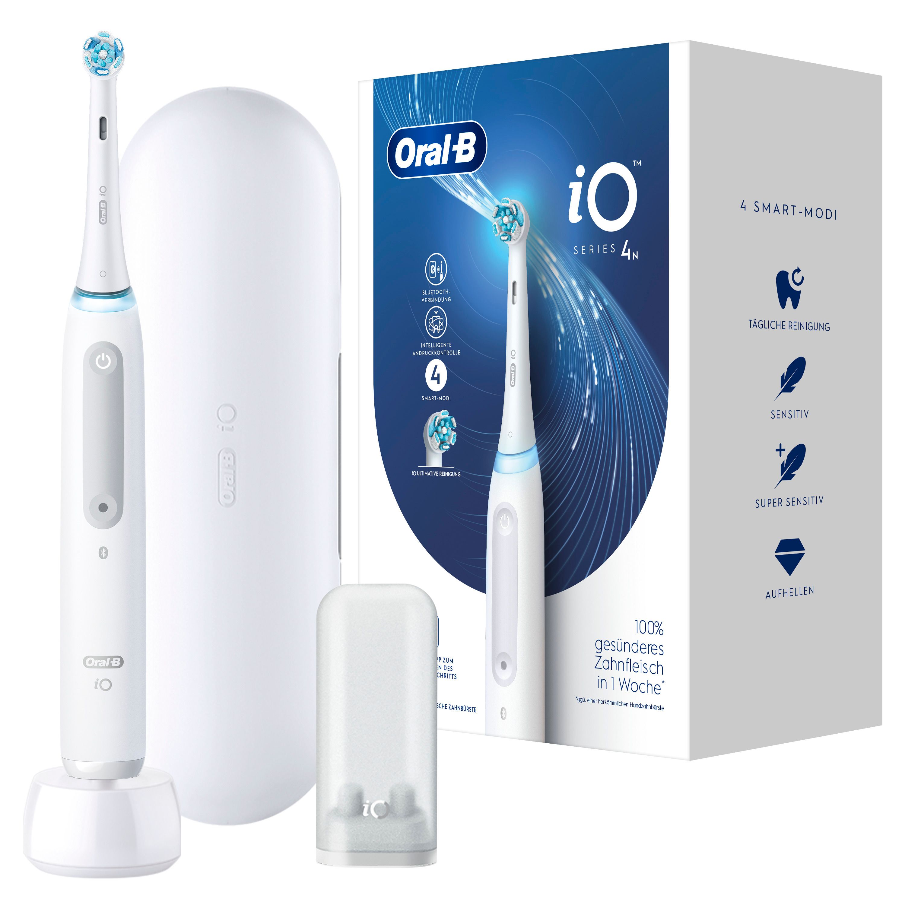 Oral-B - Elektrische Zahnbürste "iO Series 4 + Reiseetui" in Quite White