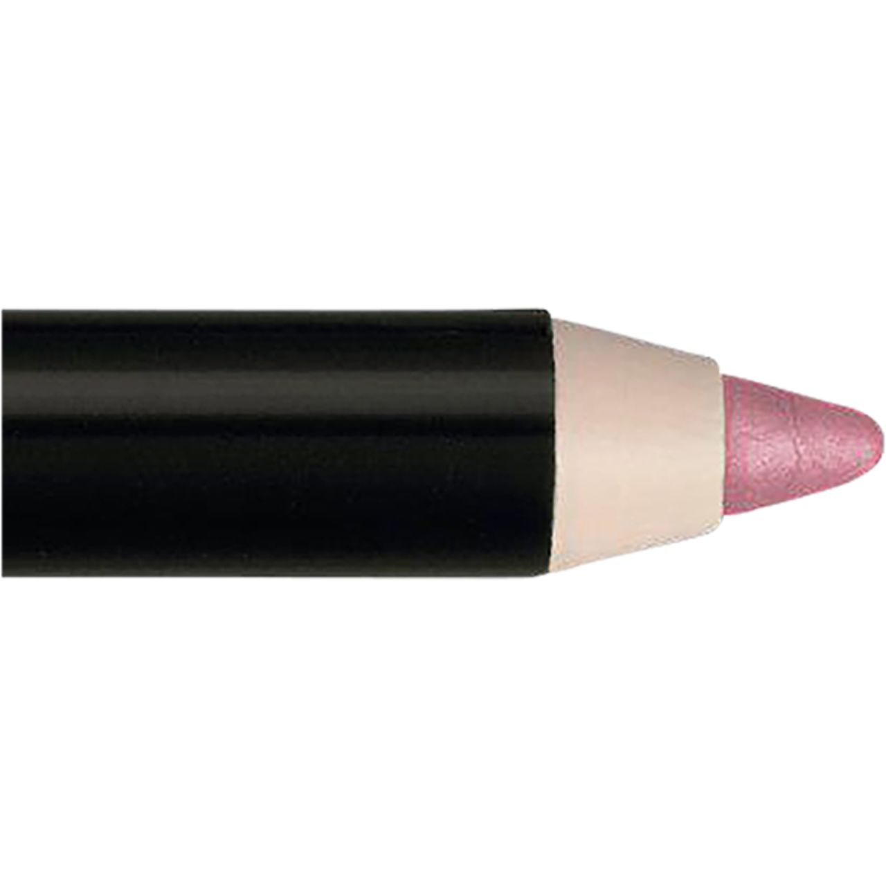Spitze eines Lippenstifts. Rosa Farbe. Schwarzer Stift.