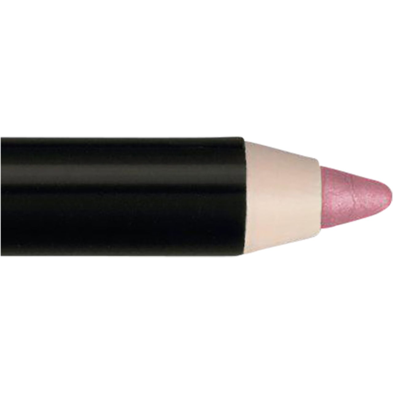 Spitze eines Lippenstifts. Rosa Farbe. Schwarzer Stift.