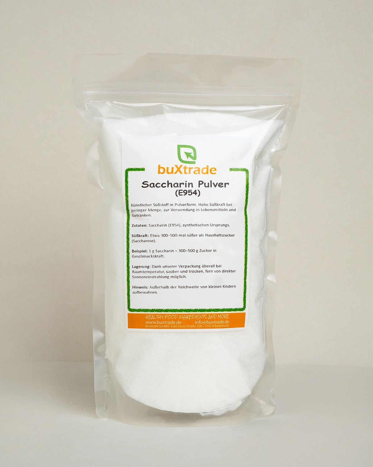 Bequeme buxtrade Saccharin Pulver Verpackung, ideal für Lebensmittel und Getränke.