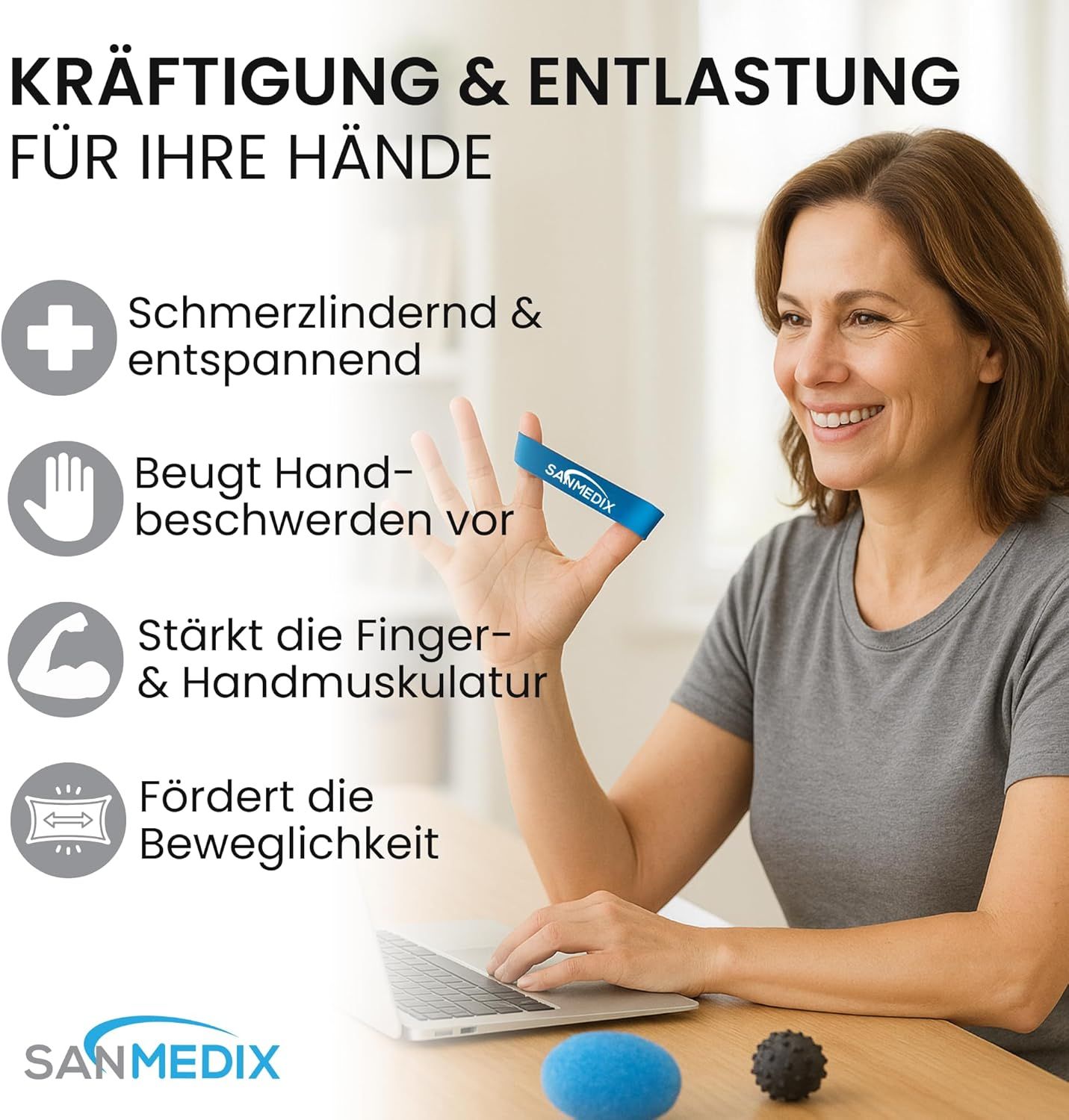 Sanmedix® Handtrainer, Fingertrainer-Set (6-teilig)