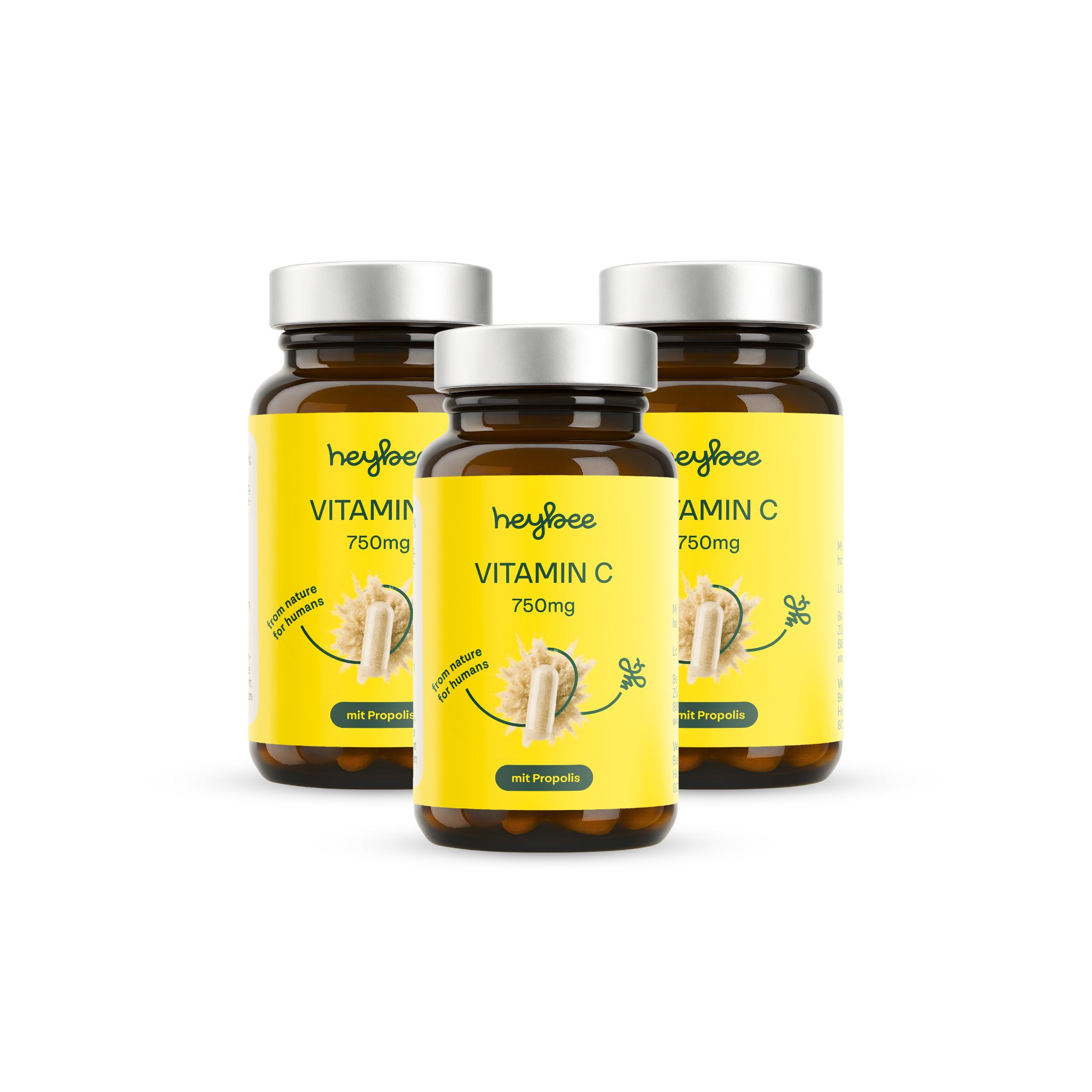 heybee Vitamin C 750mg + Propolis - 3er Packung 3x60 St Halstabletten