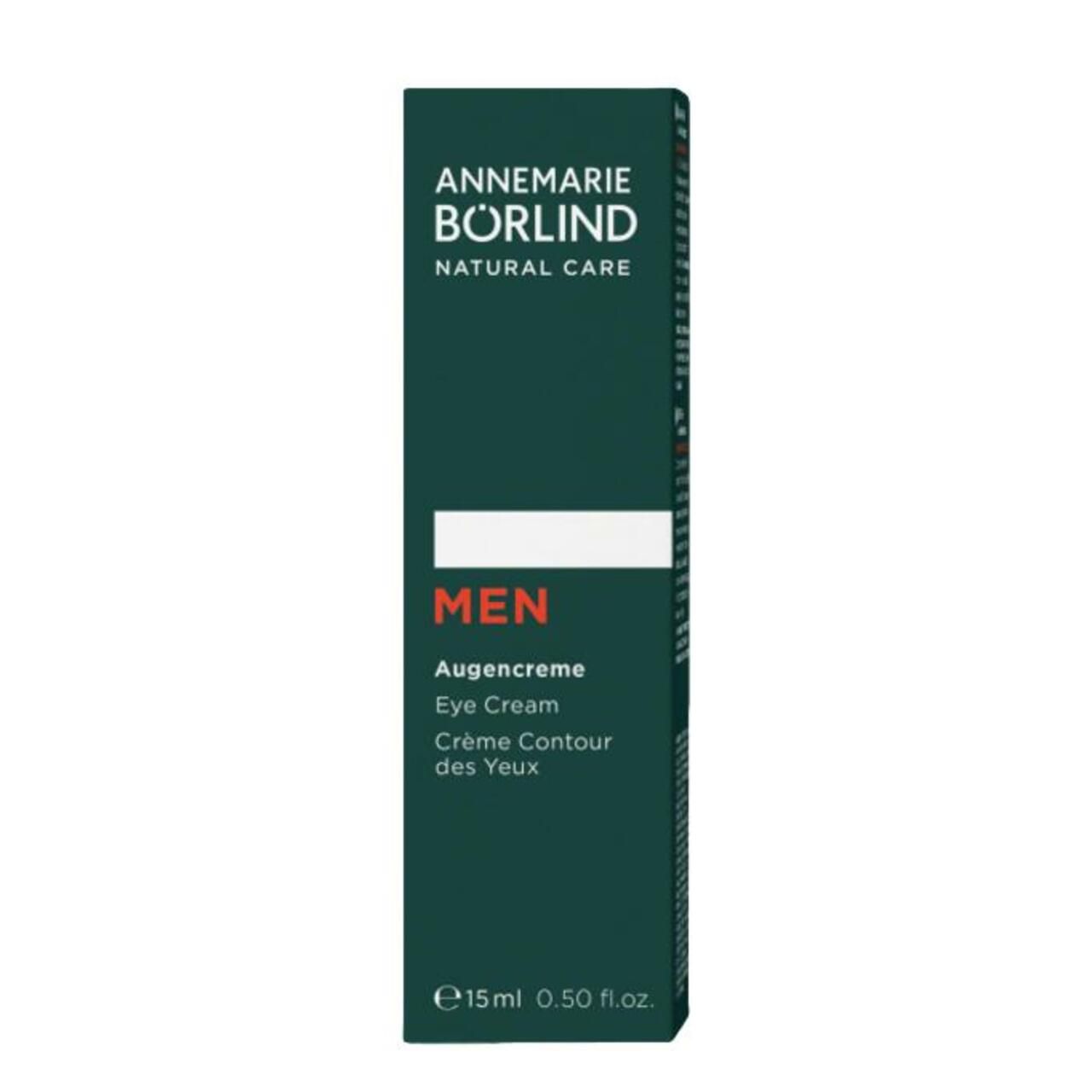 Produktbild einer weißen Tube Augencreme mit schwarzer Schrift.