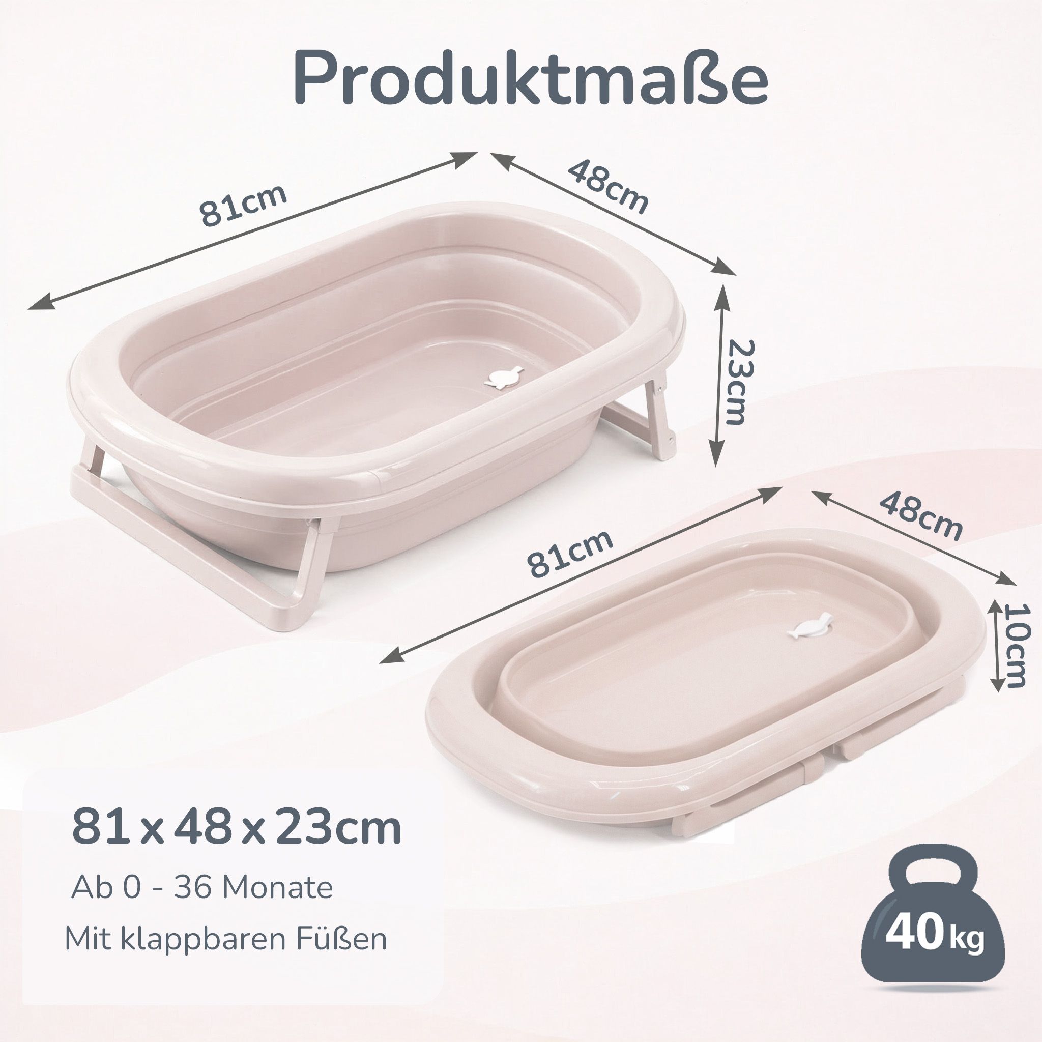 Faltbare Babybadewanne - Klappbare Baby Wanne mit integriertem Thermometer und Abfluss
