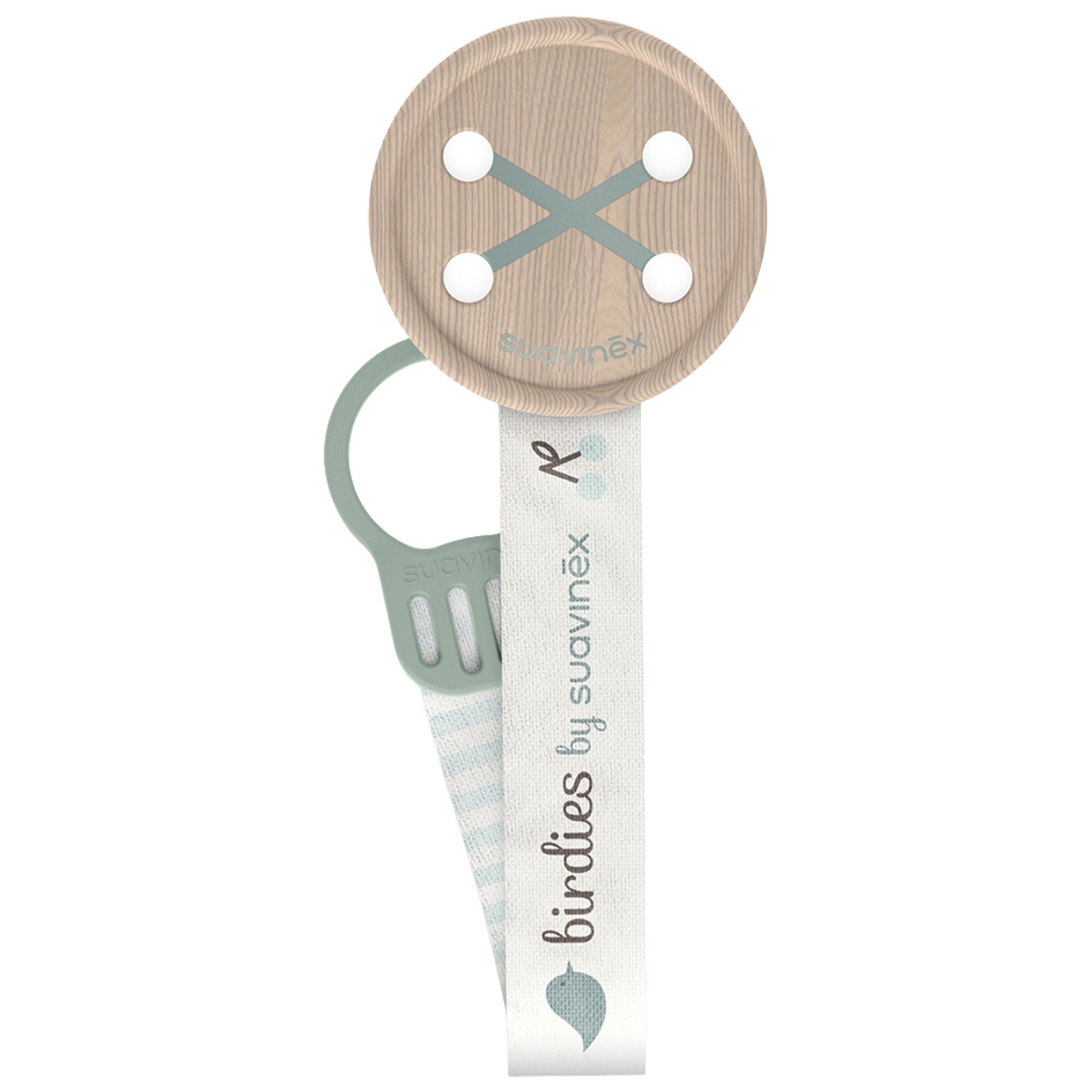 Suavinex Birdies Schnullerband-Schnullerkette 0 Monate und Mehr (Farbe : Grün) 6,1x6,1x9,1 cm