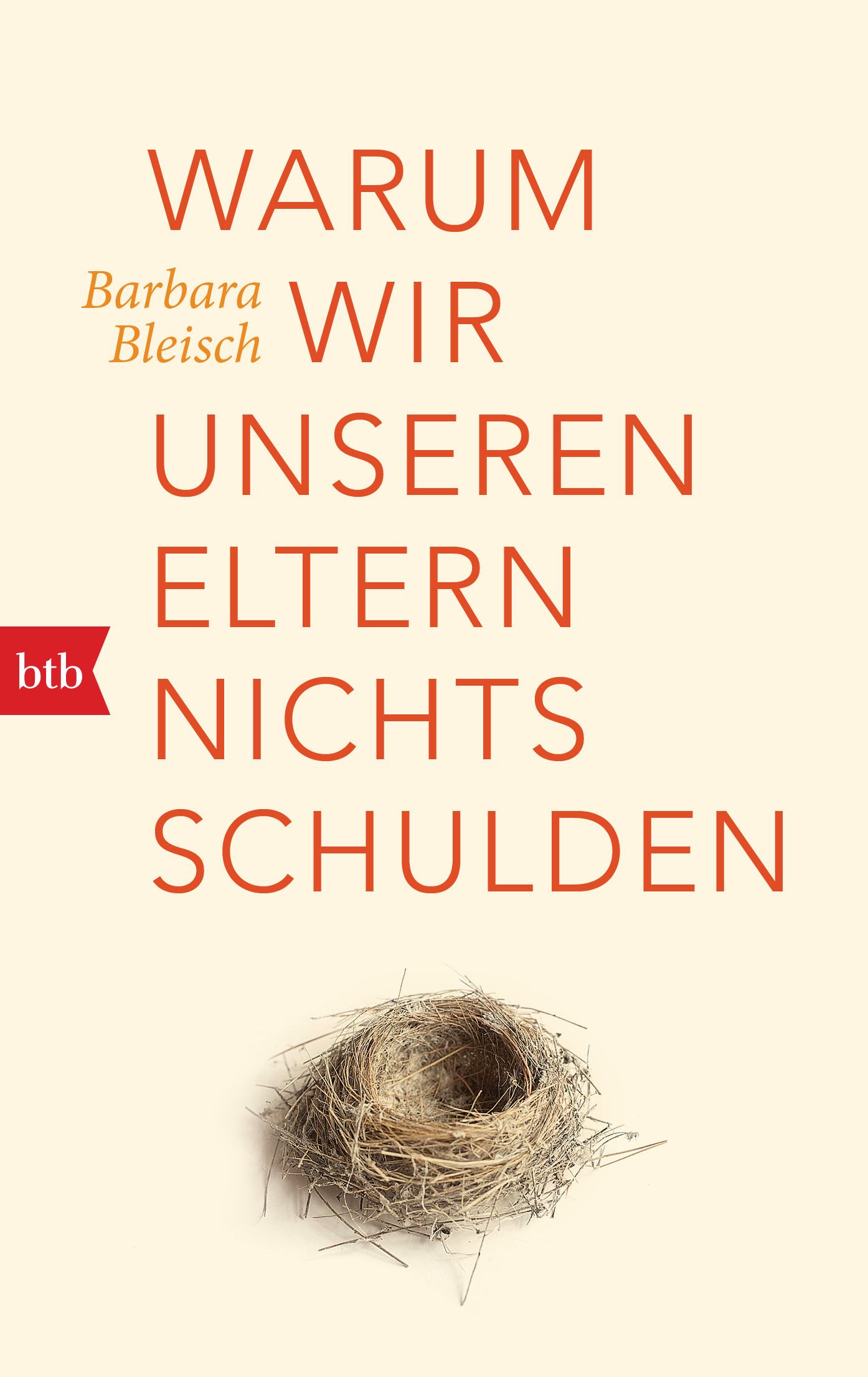 Buchcover mit Titel "Warum wir unseren Eltern nichts schulden" von Barbara Bleisch. Nest-Illustration.