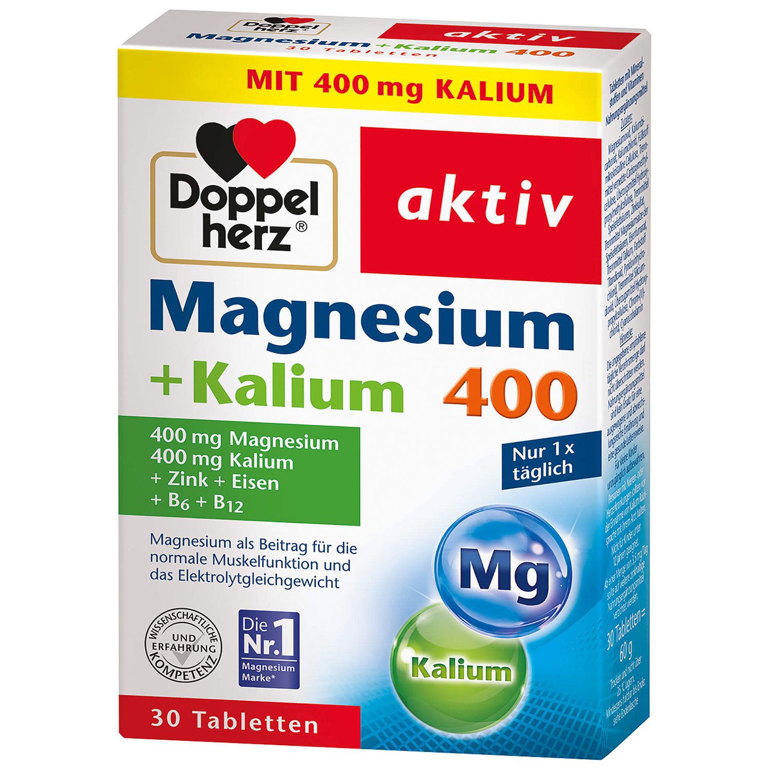 Магний doppel herz. Doppelherz aktiv Magnesium 400 +b1 +b6 +b12 +Folsaure. Магний 400 Doppel Herz. Magnesium 400. Калий в таблетках.