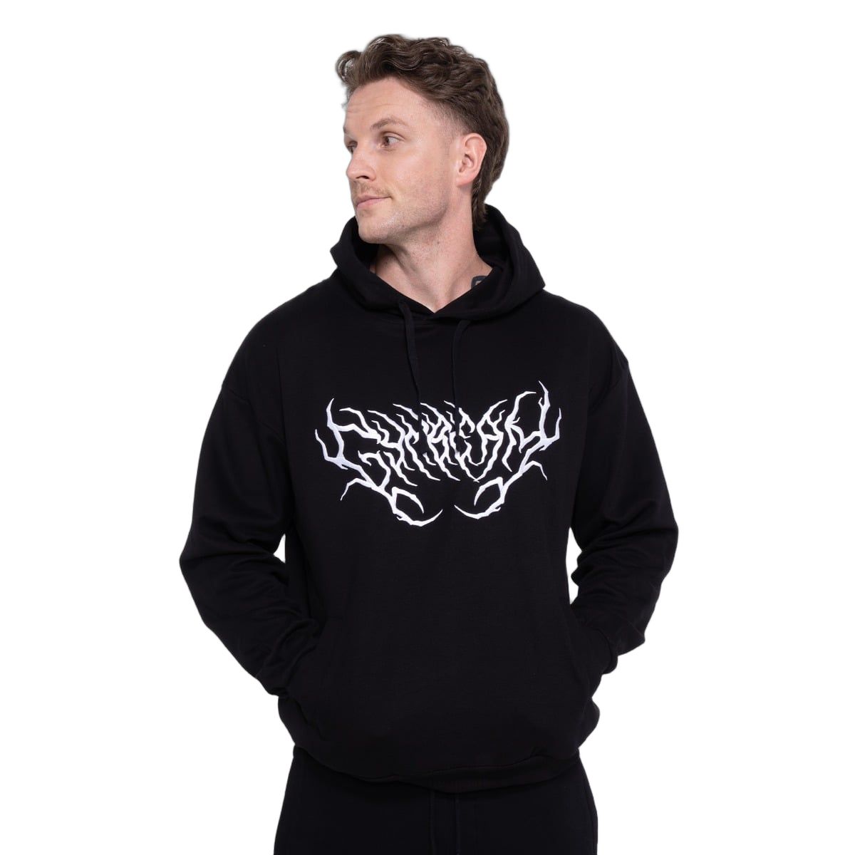 GymBeam Hoodie Herren Oversized mit Kapuze und Taschen in Schwarz Thorn 1 St