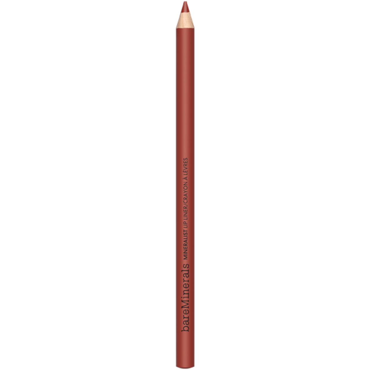 Lippenstift-Stift. Rotbraune Mine. Aufschrift: bareMinerals Mineralist Lip Liner Crayon à Lèvres.