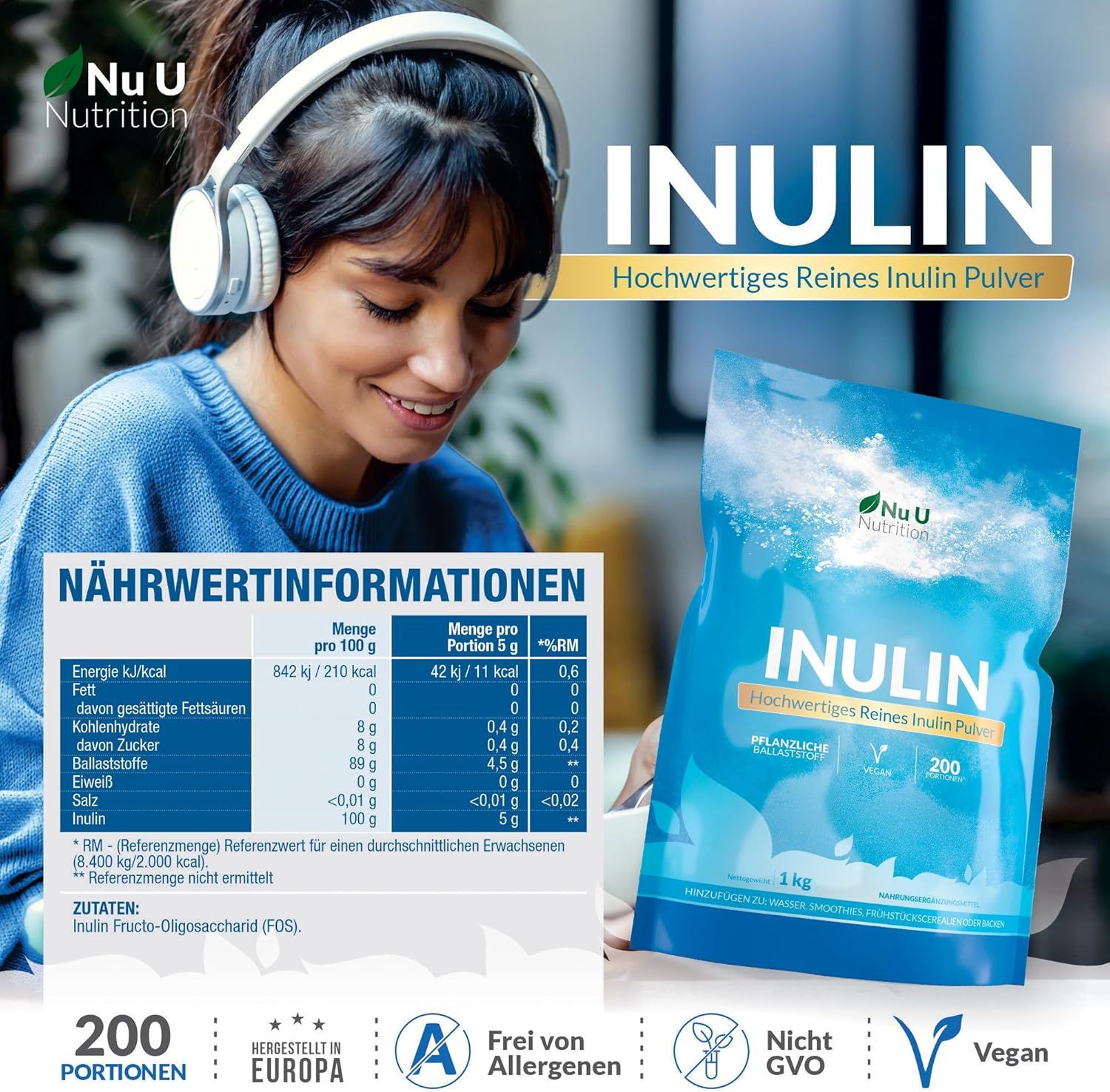 Nu U Nutrition Inulin-Präbiotikum Pulver