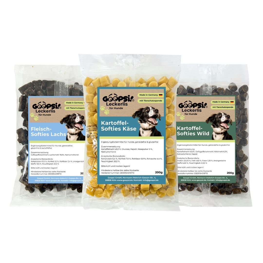 Goopsi Softies Vorteilspack - Lachs, Wild & Käse 600 g