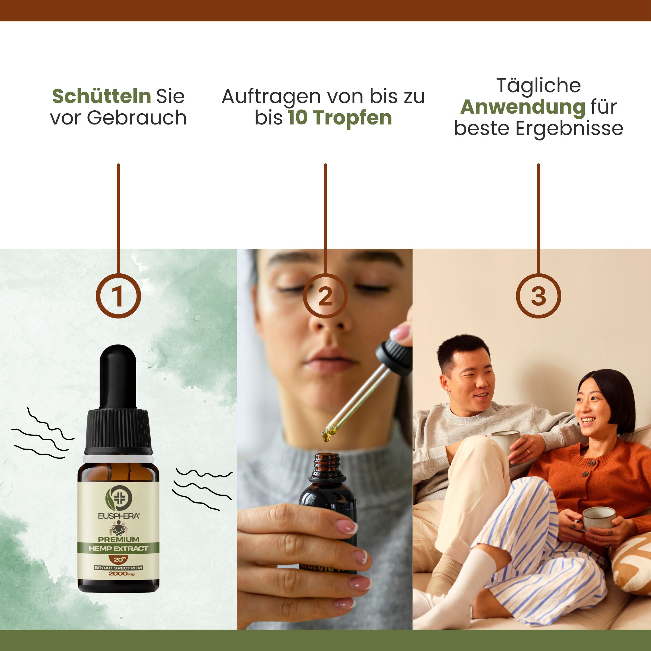 CBD Öl - Hanfextraktöl 20% – Hochdosiertes Vollspektrum Premium | Hemp Extract - Eusphera